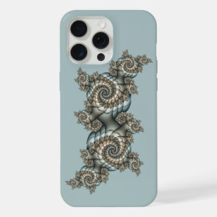 Arte fractal en espiral beige y azul claro abstrac