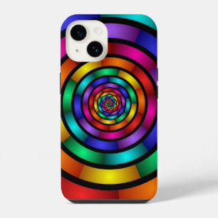 Funda Para iPhone 14 Arte fractal moderno colorido y redondo y psicodél