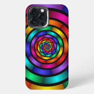 Funda Para iPhone 13 Pro Max Arte fractal moderno colorido y redondo y psicodél