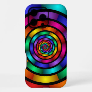 Funda Para iPhone 16 Pro Max Arte fractal moderno colorido y redondo y psicodél