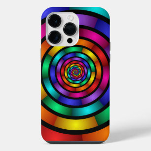 Funda Para iPhone 14 Pro Max Arte fractal moderno colorido y redondo y psicodél