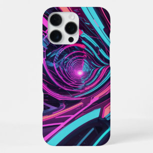 Funda Para iPhone 16 Pro Max Arte futurista cyberpunk con diseño de luces de ne
