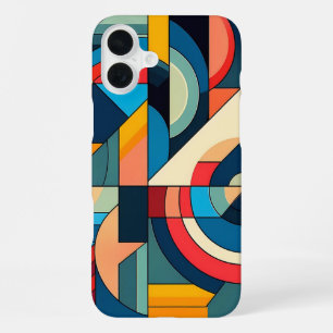Funda Para iPhone 16 Plus Arte geométrico abstracto: composición de cuadrícu