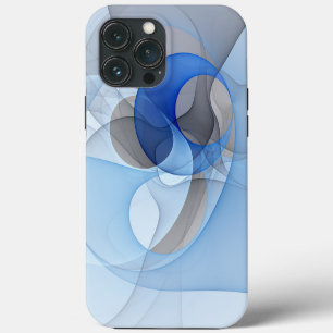 Funda Para iPhone 13 Pro Max Arte gráfico fractal abstracto azul gris moderno
