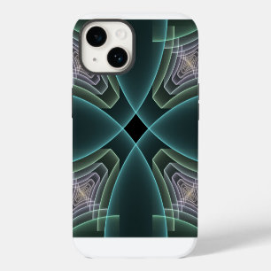 Funda Para iPhone 14 Arte gráfico geométrico fractal teal moderno
