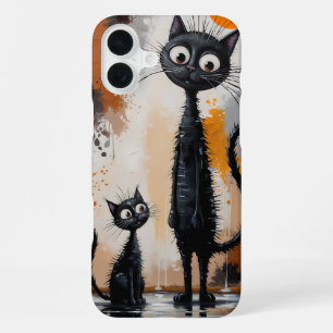 Funda Para iPhone 16 Plus Arte minimalista surrealista de gato negro