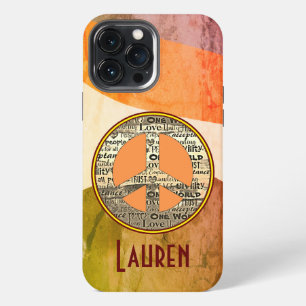 Funda Para iPhone 13 Pro Max Arte moderno colorido signo de amor y paz