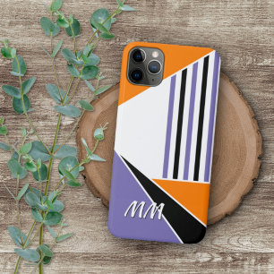Funda Para iPhone 16 Pro Max Arte morado personalizado Naranja brillante Blanco