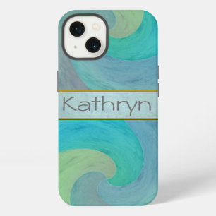 Arte personalizado de onda acuarela turquesa verde