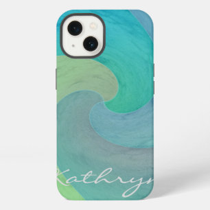 Arte personalizado de onda acuarela turquesa verde