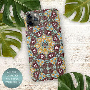 Funda Para iPhone 16 Pro Max Arte único de caleidoscopio marrón amarillo turque