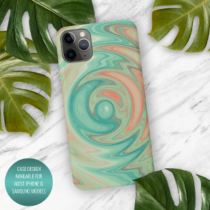 Funda Para iPhone 16 Pro Max Arte único de remolino de turquesa verde azul nara