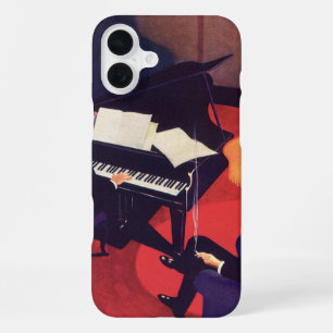 Funda Para iPhone 16 Plus Artista de piano de salón de música Art Deco vinta