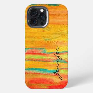 Funda Para iPhone 13 Pro Max Aspecto de grano de madera moderno y colorido #8