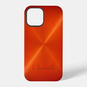 Funda Para iPhone 12 Pro Aspecto metálico de acero inoxidable naranja