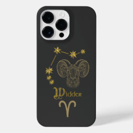 Funda Para iPhone 14 Pro Max Astrologisches Sternzeichen Widder - Gold