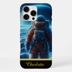 Funda Para iPhone 16 Pro Max Astronauta con traje espacial y tierra detrás de é