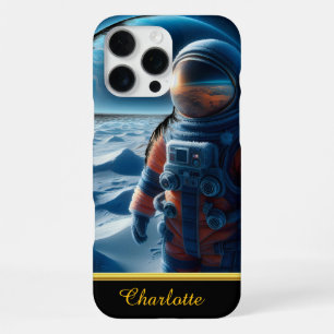 Funda Para iPhone 16 Pro Max Astronauta con un vibrante traje naranja
