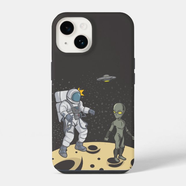 Funda Para iPhone Astronauta y alienígena    (Reverso )