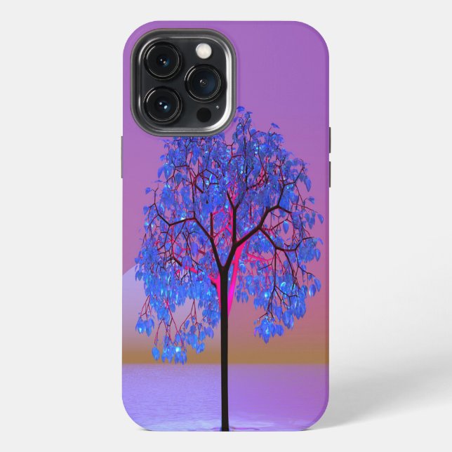 Funda Para iPhone Atardecer de árbol (Reverso )