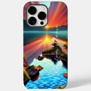 Funda Para iPhone 14 Pro Max Atardecer de Isla Tropical sobre Océano Claro