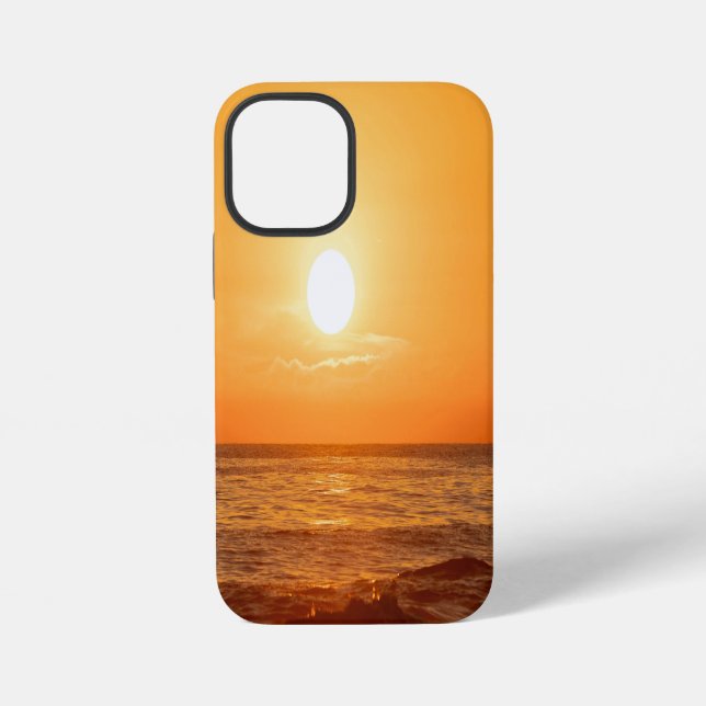 Funda Para iPhone Atardecer del Océano Dorado  (Reverso )