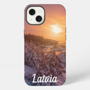 Atardecer sobre la costa del mar de nieve Funda-ma