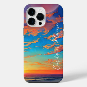 Funda Para iPhone 14 Pro Max Atardecer sobre un hermoso agua azul clara del océ
