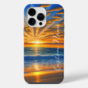 Funda Para iPhone 14 Pro Max Atardecer tropical de océano claro