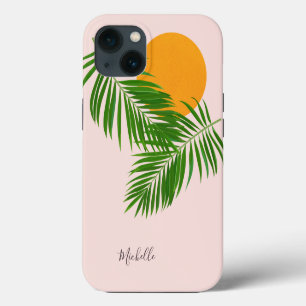 Atardecer Tropical Retro Hojas de Palma Minimalist
