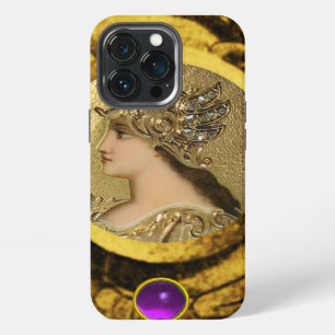 FUNDA PARA iPhone 13 PRO ATENA CON GRIFFINES DE FANTASÍA Y GEMAS PURPURA