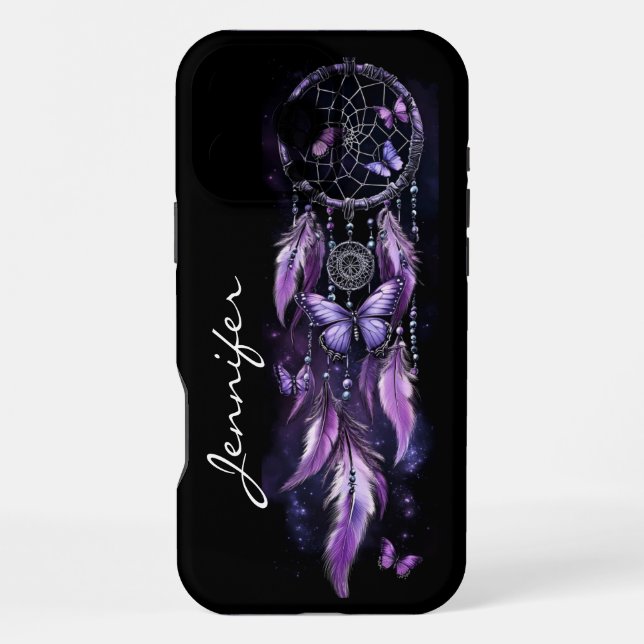 Funda Para iPhone Atrapa Sueños Mariposa Boho Pluma  (Reverso )