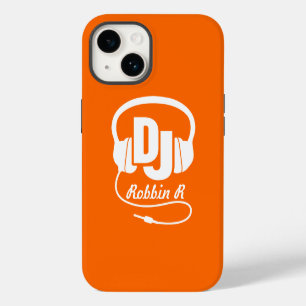 Funda Para iPhone 14 audífonos DJ llamado naranja y estuche de iphone b