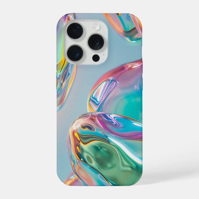 Funda Para iPhone Aura Gradiente de Metal Líquido Holográfico Estéti (Reverso )
