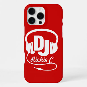 Funda Para iPhone 16 Pro Max Auriculares DJ nombre personalizado gráfico rojo y