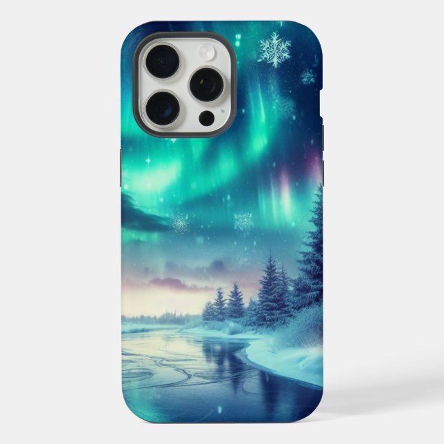 Funda Para iPhone aurora borealis/Navidades/invierno (Reverso )