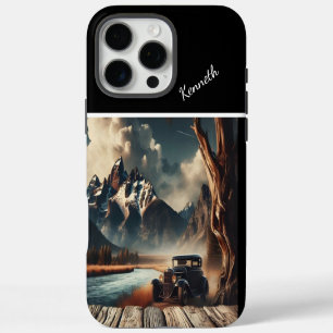 Funda Para iPhone 16 Pro Max Auto Clásico Junto Al Río De La Montaña
