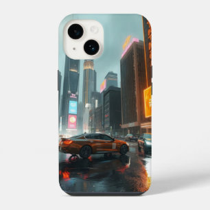 Funda Para iPhone 14 Autos de la ciudad de Cyberpunk Skyscrapper