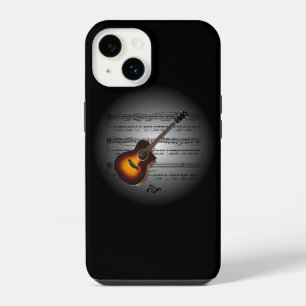 Funda Para iPhone 14 Avant Garde ~ Guitarra en Globe con música de hoja