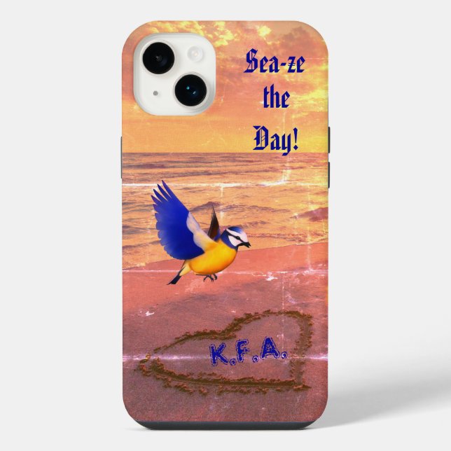 Funda Para iPhone Ave de arte Ave marina Playa (Reverso)