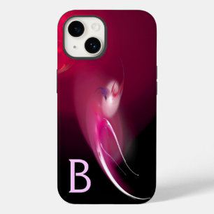 FUNDA PARA iPhone 14 AVE LIGERA / FUCIA ROSA NEGRO MONOGRAMA ABSTRACTO