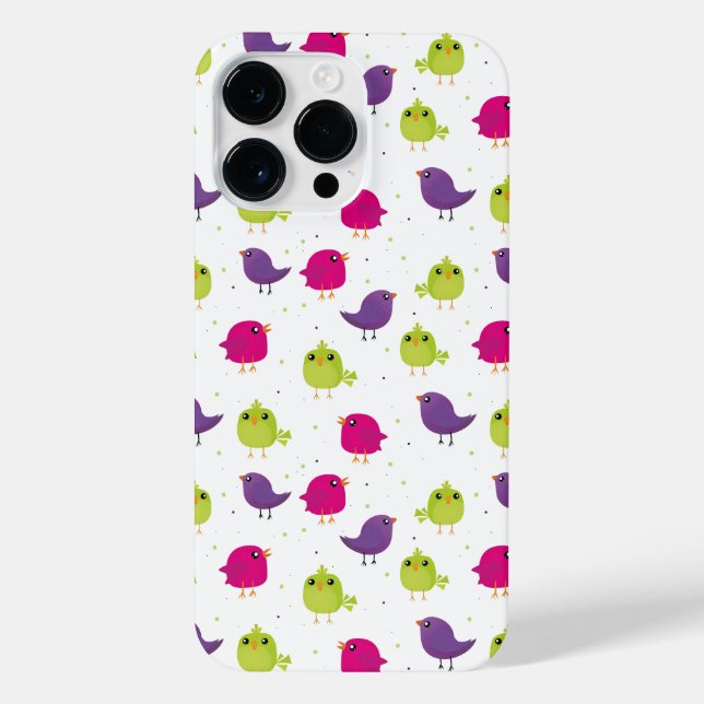 Funda Para iPhone Aves alegres y coloridas (Reverso)