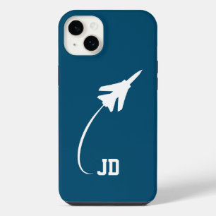 Funda Para iPhone 14 Plus Avión a reacción monogramado, minimalista, moderno
