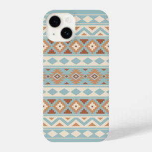 Funda Para iPhone 14 Aztec Essence Ptn IIIb Blue Cream Terracottas