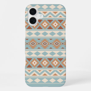 Funda Para iPhone 16 Plus Aztec Essence Ptn IIIb Blue Cream Terracottas