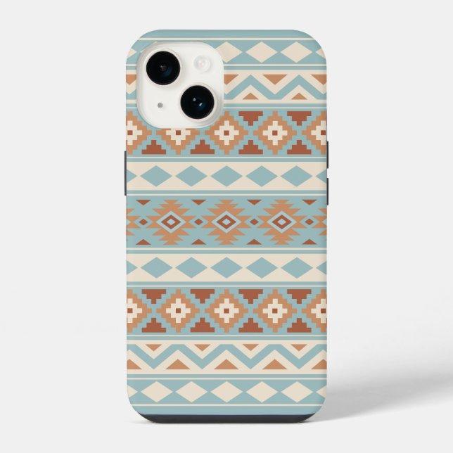 Funda Para iPhone Aztec Essence Ptn IIIb Blue Cream Terracottas (Reverso )