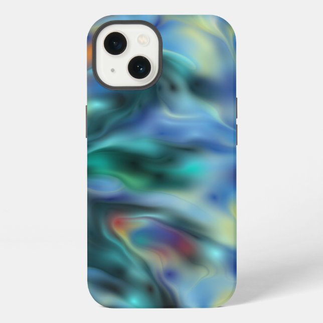 Funda Para iPhone Azul Abstracto (Reverso )