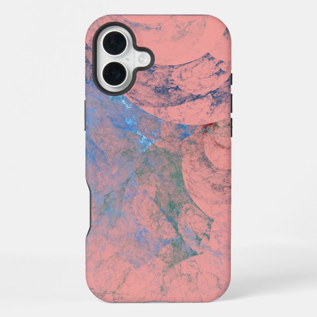 Funda Para iPhone Azul abstracto verde y rosa (Reverso )