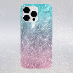 Funda Para iPhone 16 Pro Max Azul acuático Rosa ombre galaxia abstracta del mar