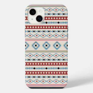 Funda Para iPhone 14 Plus Azul Azteca Rojo Negro Crema Patrón de Motivos Mez